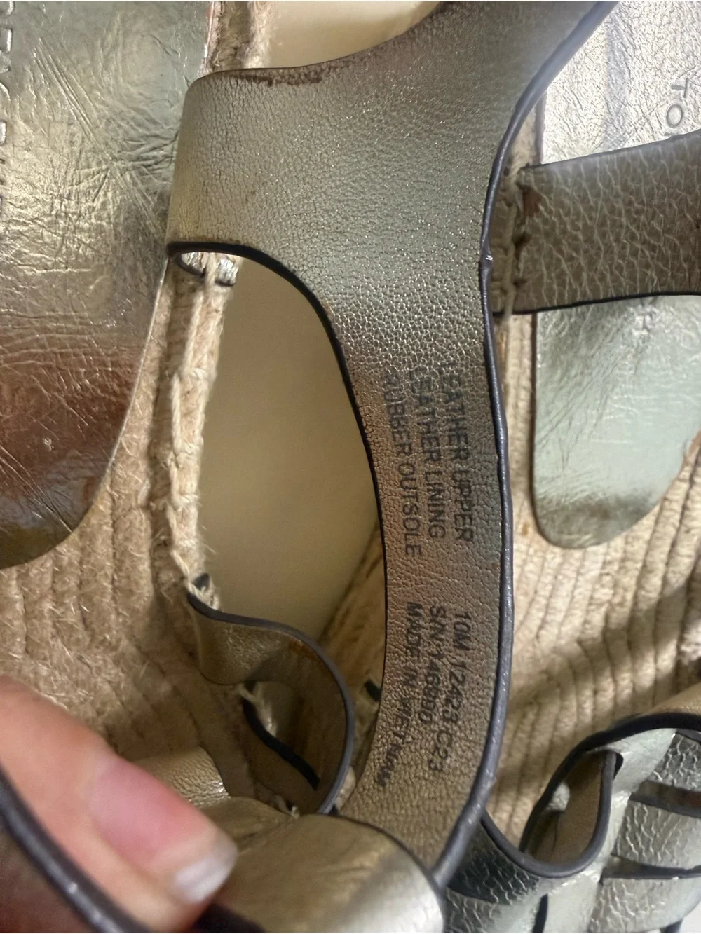 Tory Burch Metallic Gold Espadrille Wedge Sandals